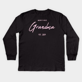 Word's Best Grandma EST . 2020 : Best funny gift idea for Grandmother Kids Long Sleeve T-Shirt